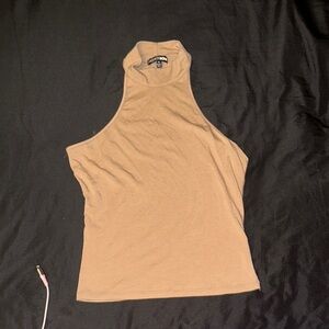 Fashion Nova Tan High Neck Tank Top
